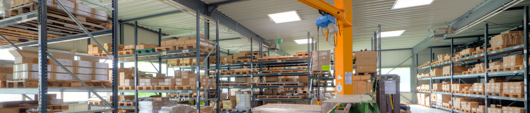 Interior view of the warehouse of Beloh Magnetsysteme GmbH & Co. KG