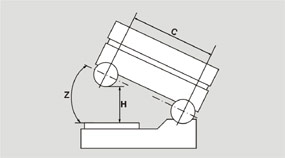 Drawing example of setting precision sine tables with permanent magnetic chuck with fine transverse pole simply pivoted about the longitudinal axis